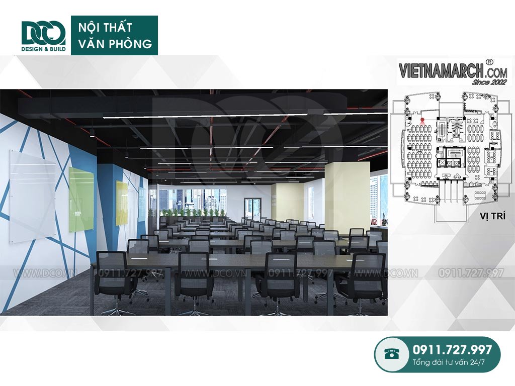 Mẫu thiết kế thi công nội thất văn phòng 250 chỗ ngồi huyện Bình Chánh Sài Gòn