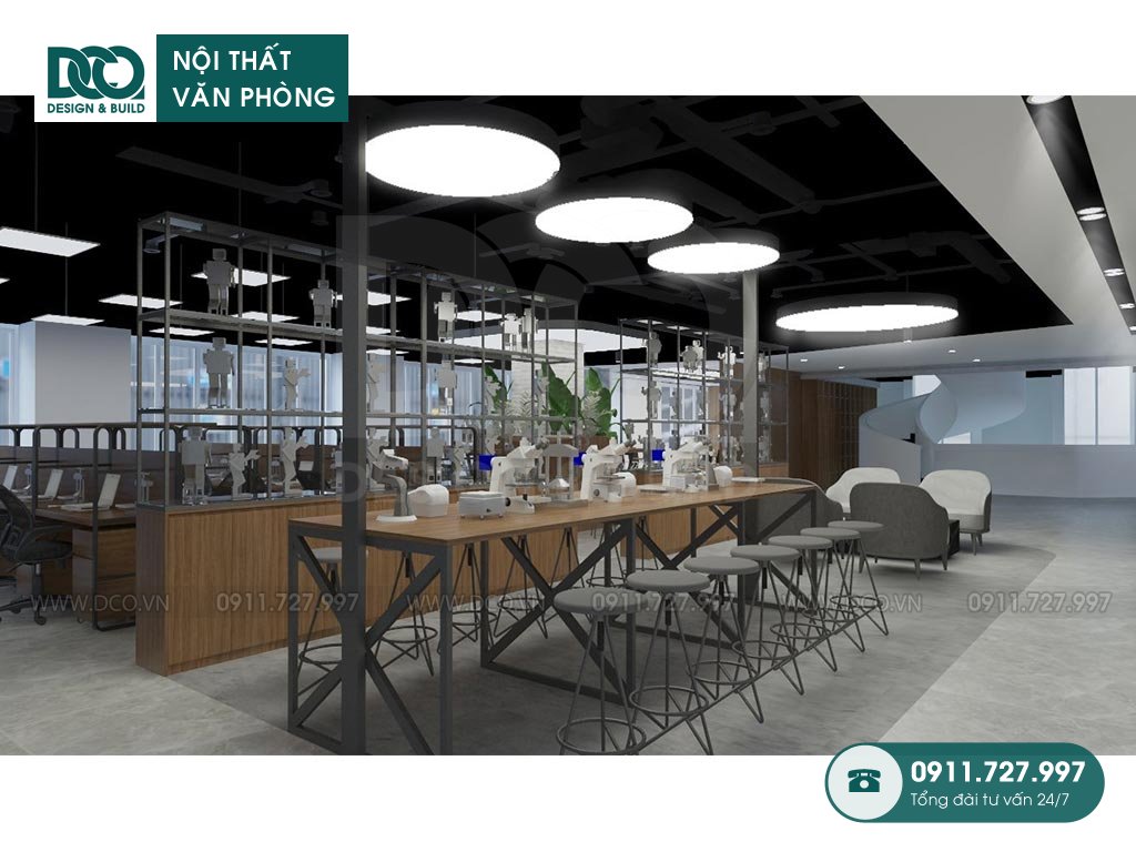 Phối cảnh 3D thiết kế nội thất văn phòng 200m2 NIC Fablab tại Cầu Giấy