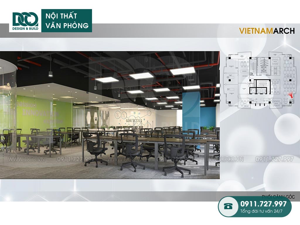 Bản vẽ thiết kế văn phòng công nghệ 1700m2 với phong cách hiện đại