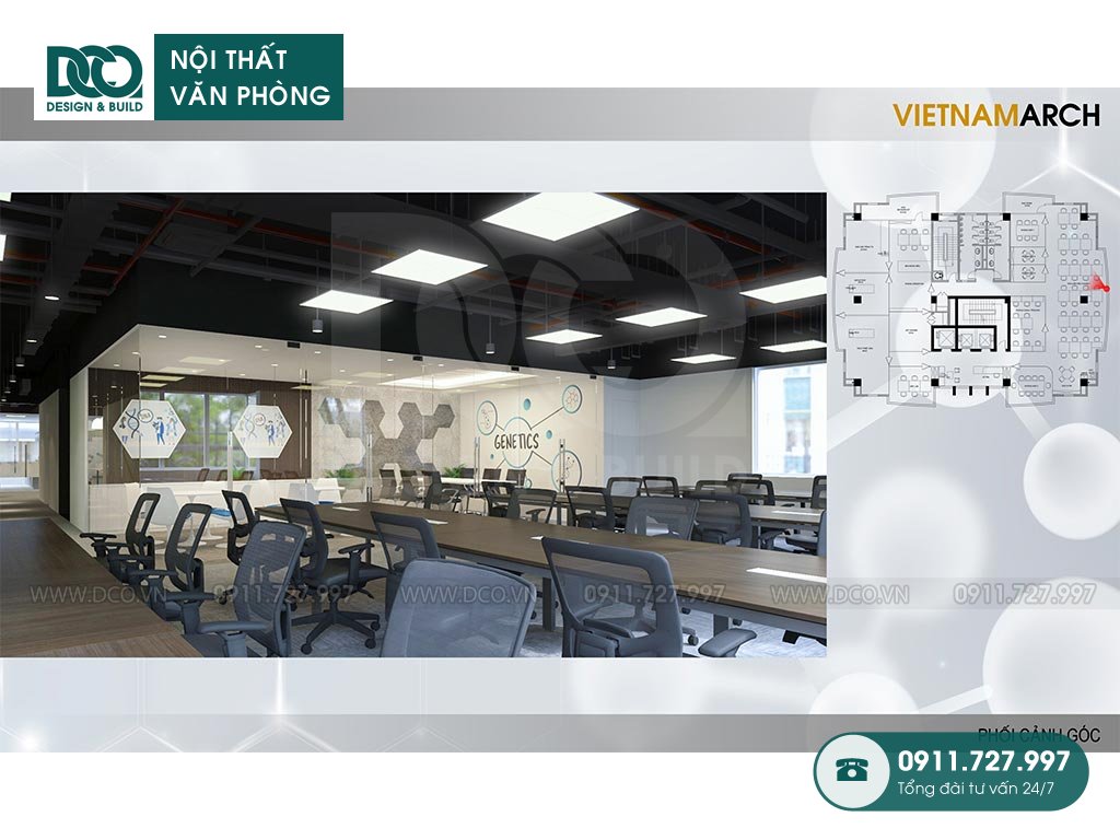 Bản vẽ thiết kế văn phòng công nghệ 1700m2 với phong cách hiện đại