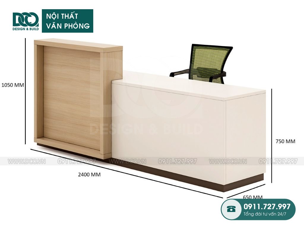 Kích thước quầy lễ tân văn phòng