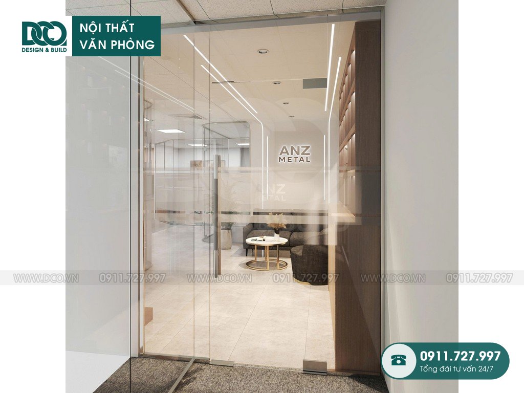 Thiết kế nội thất văn phòng xuất nhập khẩu kim loại ANZ 109m2 tại Hồ Tùng Mậu