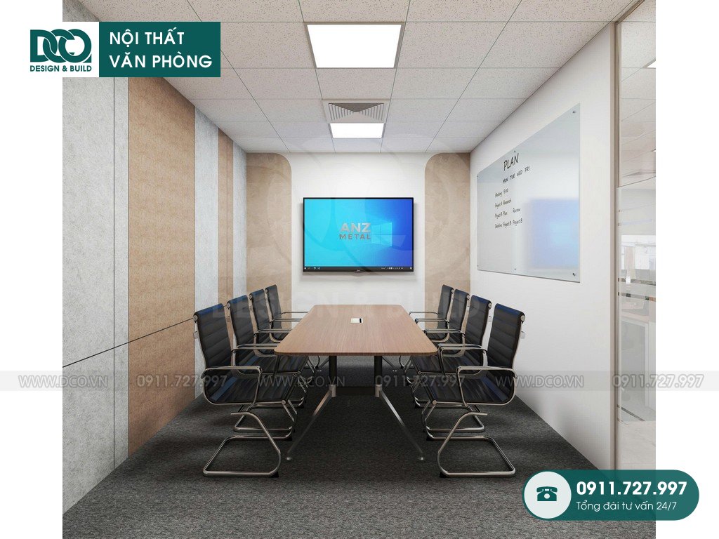 Thiết kế nội thất văn phòng xuất nhập khẩu kim loại ANZ 109m2 tại Hồ Tùng Mậu