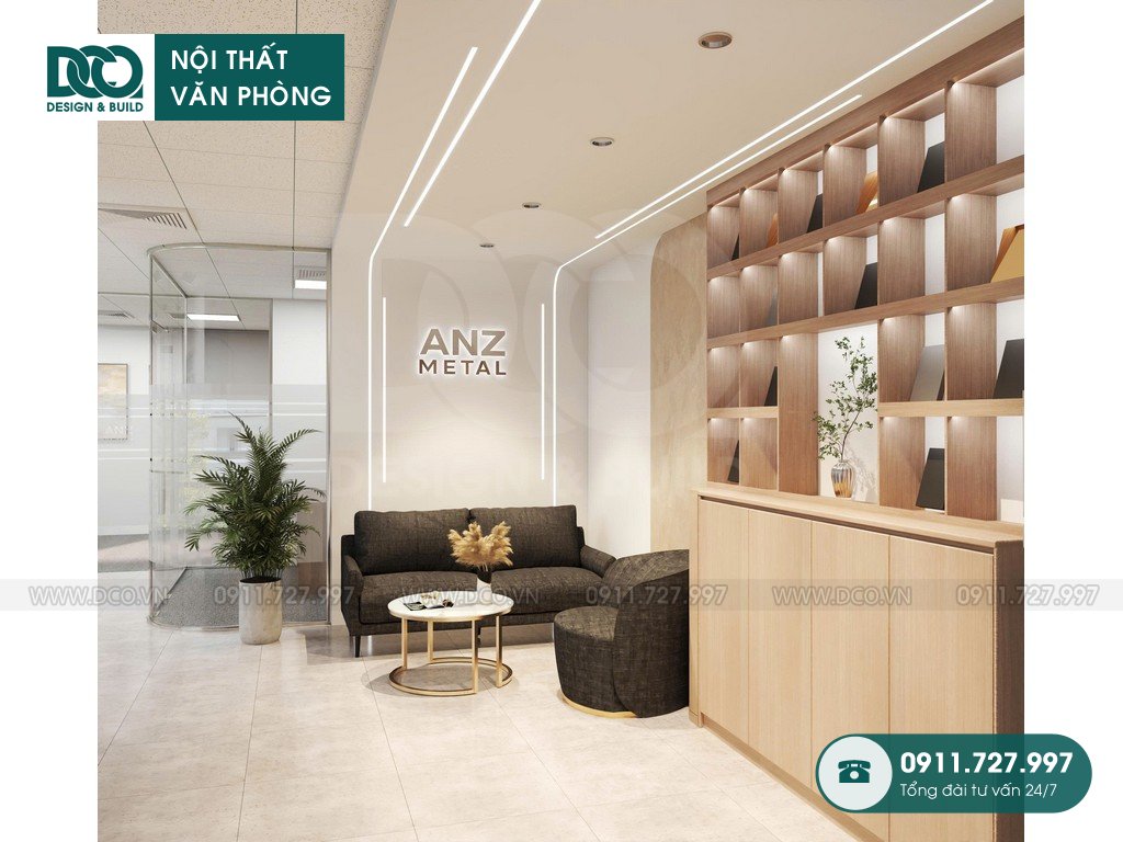 Thiết kế nội thất văn phòng xuất nhập khẩu kim loại ANZ 109m2 tại Hồ Tùng Mậu