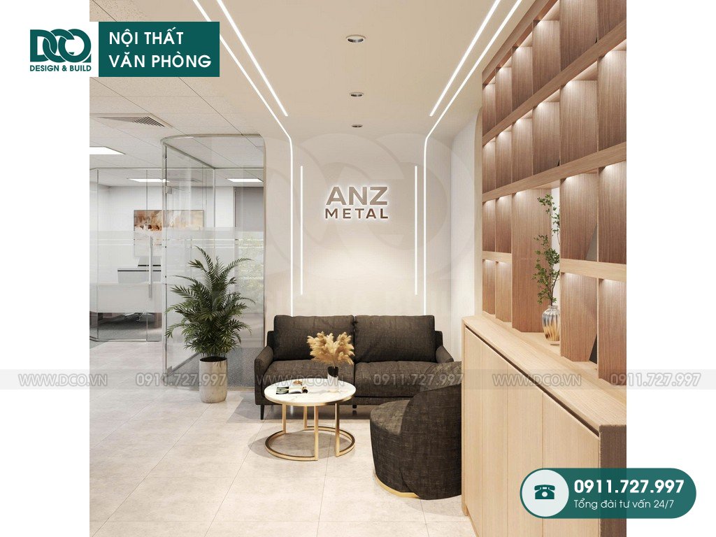 Thiết kế nội thất văn phòng xuất nhập khẩu kim loại ANZ 109m2 tại Hồ Tùng Mậu