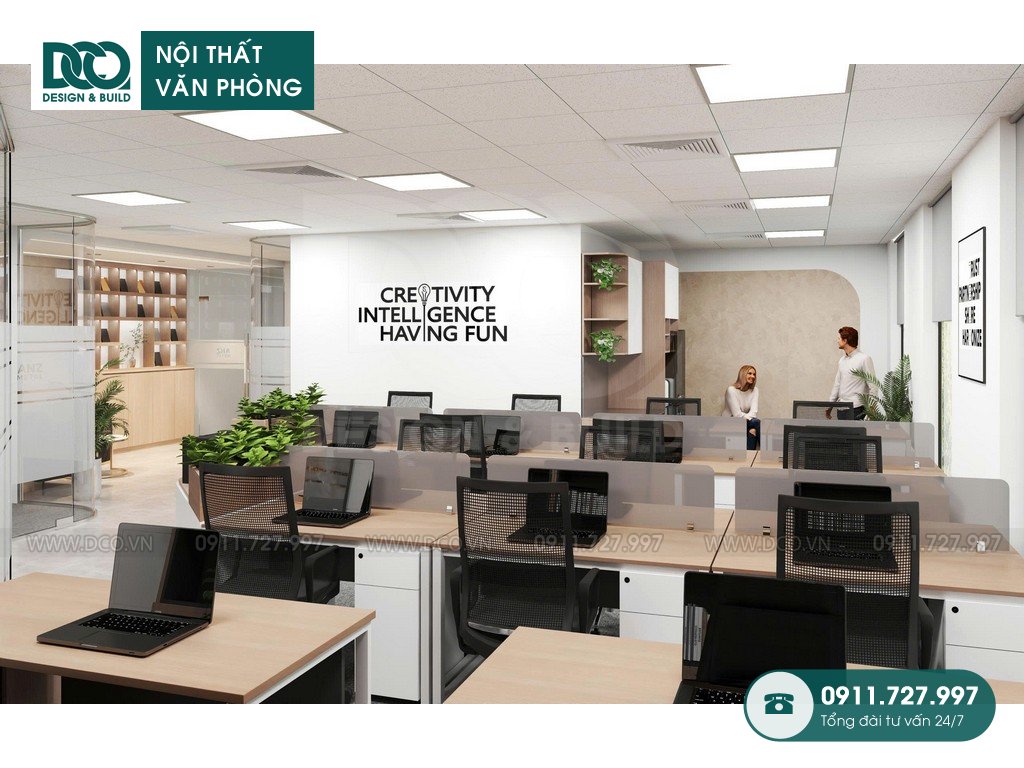 Thiết kế nội thất văn phòng xuất nhập khẩu kim loại ANZ 109m2 tại Hồ Tùng Mậu