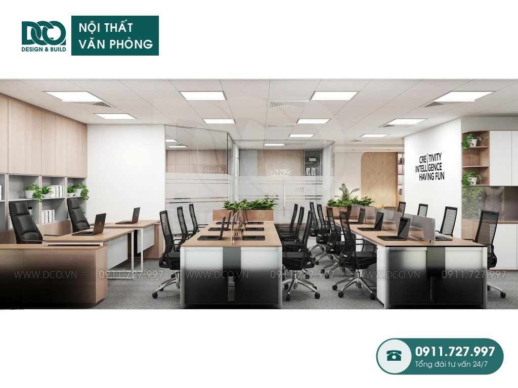 Thiết kế nội thất văn phòng xuất nhập khẩu kim loại ANZ 109m2 tại Hồ Tùng Mậu