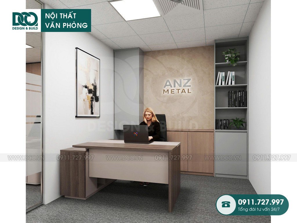 Thiết kế nội thất văn phòng xuất nhập khẩu kim loại ANZ 109m2 tại Hồ Tùng Mậu