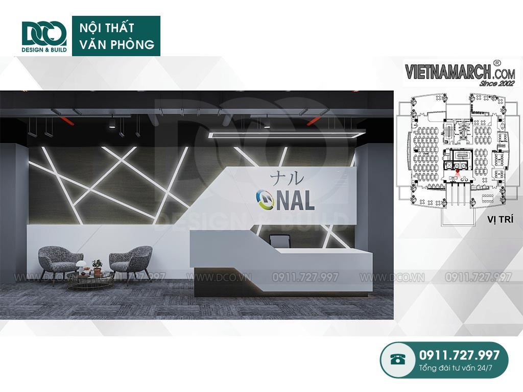 Dự án thiết kế văn phòng 800m2 Công ty NAL Việt Nam